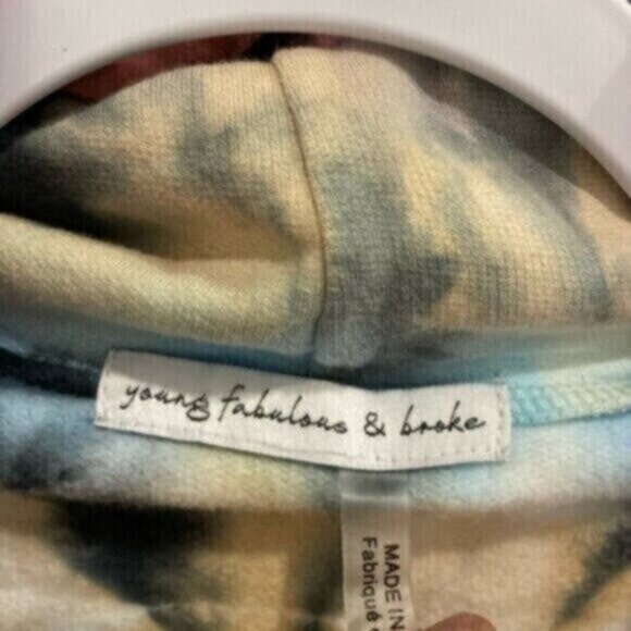 Young Fabulous & Broke Tie Dye Oversized Hoodie Sweater Lounge Athleisure Soft - Picture 4 of 6